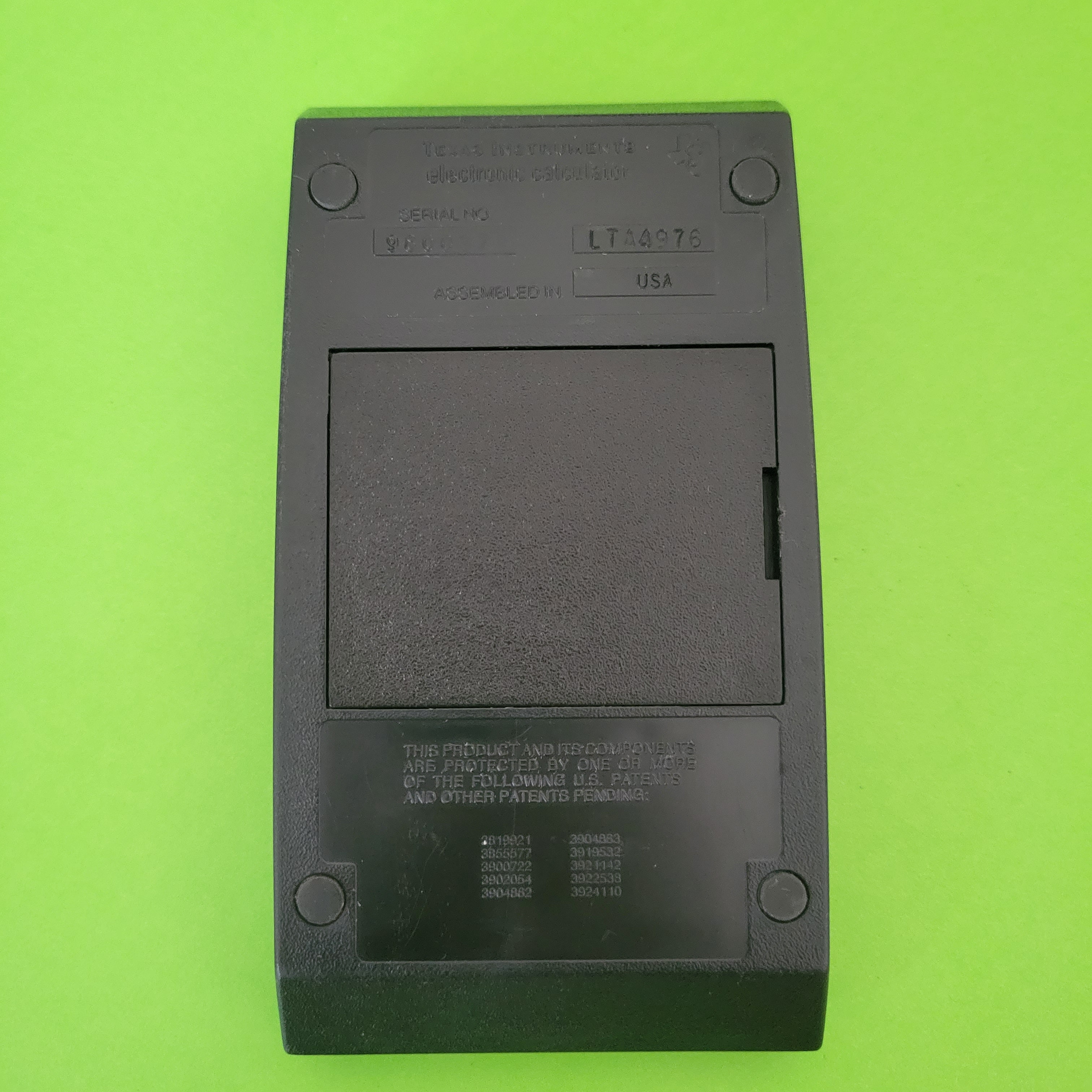 An image of the back of a Texas Instruments SR-40 scientific/engineering calculator